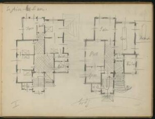Villa: Grundrisse (aus: Skizzenbuch Walter Hentschel)