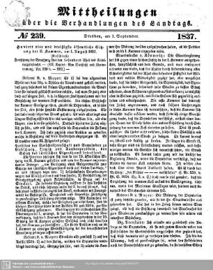 1837,Sept./Okt.: Mittheilungen über die Verhandlungen des Landtags im Königreiche Sachsen
