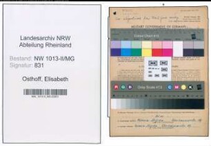 Entnazifizierung Elisabeth Osthoff , geb. 23.04.1903 (Putzfrau)