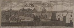 Ansicht der Reit- und Schießhauses in Dresden, Kupferstich, 1680 : Prospect des Churf. S. Reut- u. SchießHauses auch Feuerwercks Gewölbe / P. Troschel fe. [Hrsg.: Anton Weck] - [Nürnberg] : [Hoffmann] ; [Nürnberg] : [Froberger] , [1680]. - 1 Kunstbl. : Kupferstich ; 80 x 30 cm