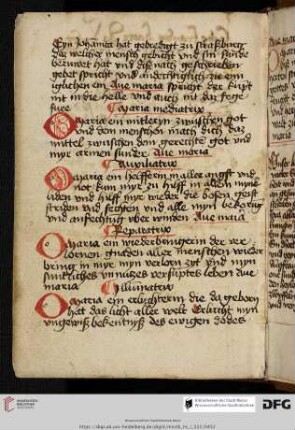 Gebet auf die fünf Buchstaben des Namens Maria (Etymologisatio litteralis)