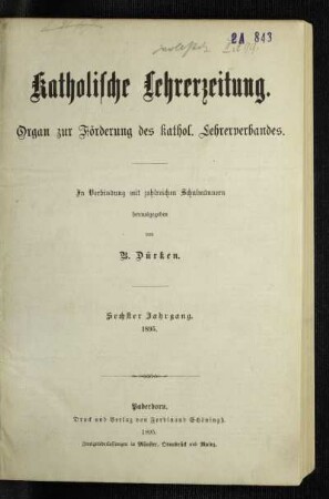 6: Katholische Lehrerzeitung - 6.1895