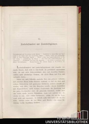 VI. Landschaftsmalerei und Landschaftsgärtnerei