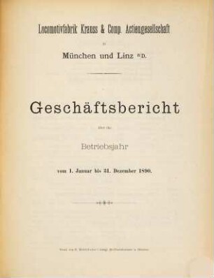 Geschäftsbericht : über das ... Betriebsjahr .... 1890