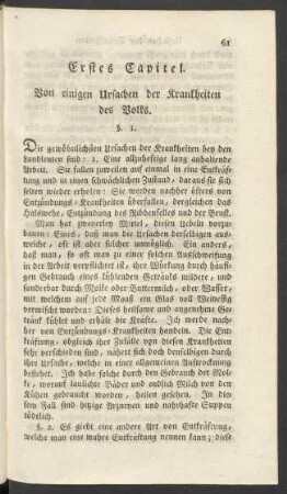 Erstes Capitel. Von einigen Ursachen der Krankheiten des Volks