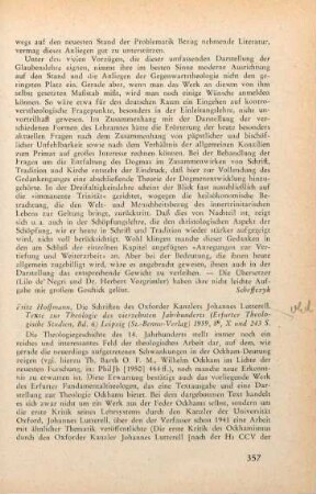 357-359 [Rezension] Lutterell, Johannes, Die Schriften des Oxforder Kanzlers Iohannes Lutterell