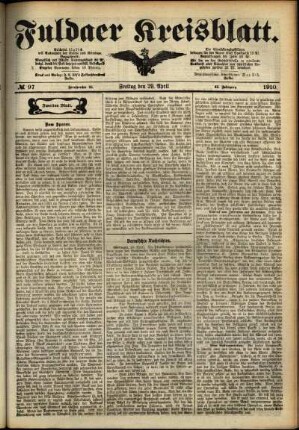 Zweite Ausgabe vom Freitag, den 29. April 1910.
