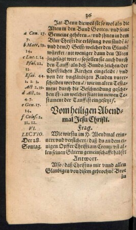Vom heiligen Abendmal Jesu Christi.