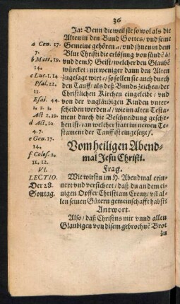 Vom heiligen Abendmal Jesu Christi.