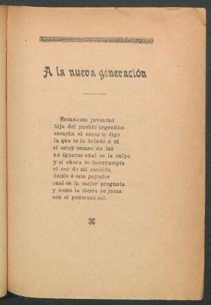 A la nueva generación