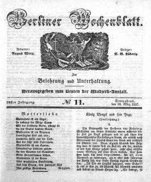 No. 11, Sonnabend, den 18. Maerz 1837.