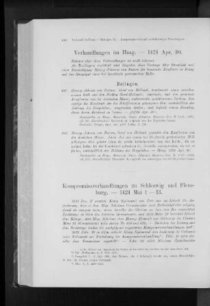 Verhandlungen im Haag. - 1424 Apr. 30.