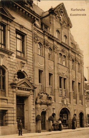 Postkartenalbum mit Motiven von Karlsruhe. "Karlsruhe. Kunstverein". Vereinsgebäude des Badischen Kunstvereins