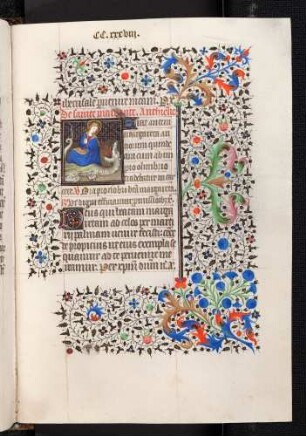 Bordüren-Miniatur-Seite: (Suffragium) heilige Margarethe