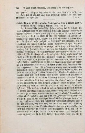 96-97 [Rezension] Mulert, Hermann, Gebetserhörung, Freiheitsglaube, Gottesglaube