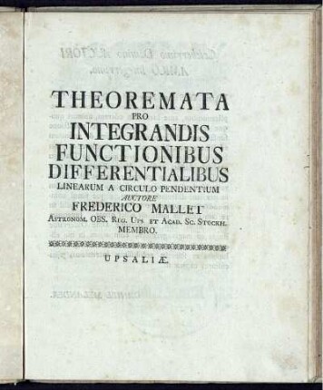 Theoremata pro integrandis functionibus differentialibus linearum a circulo pendentium
