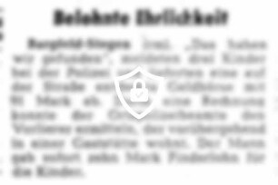 Belohnte Ehrlichkeit