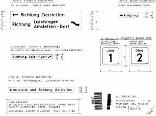 Amstetten (Württ): Empfangsgebäude Bahnsteig Beschilderung