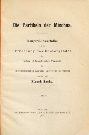 Die Partikeln der Mischna
