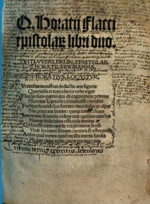 Q. Horatij Flacci Epistolar[um] libri duo