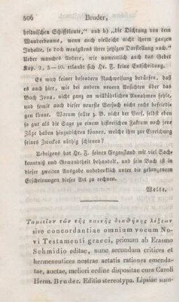 506-515 [Rezension] Tamieion tōn tēs kainēs diathēkēs lexeōn sive Concordantiae omnium vocum Novi Testamenti Graeci