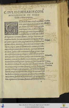 C. Iulii Caesaris Commentariorum de bello Gallico.