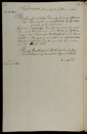 Übersendung eines Berichts der Stadt Göttingen wegen des Chirurgen Grabenstein und der Vereidigung der übrigen Chirurgen [Anlage fehlt].