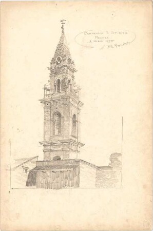 Böhmer, Paul; Florenz, Venedig (Italien); Bauaufnahmen - Campanile Stanto Spirito, Florenz (Perspektive)