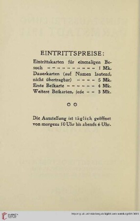 Eintrittspreise