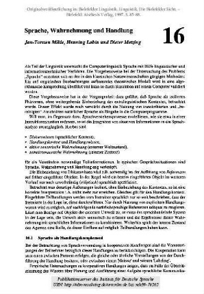 Sprache, Wahrnehmung und Handlung