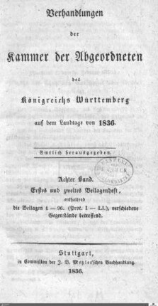 1,29: Landtag Württemberg - Kammer 2, Beilagen 1836, Bd. 1