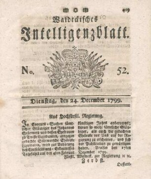 No. 52, Dienstag, den 24. December 1799