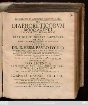 Dissertatio Inavgvralis Physico-Medica De Diaphoreticorvm Modo Agendi In Corpvs Hvmanvm : Die XI. Febrvar. M DCC XXXXVI. ...