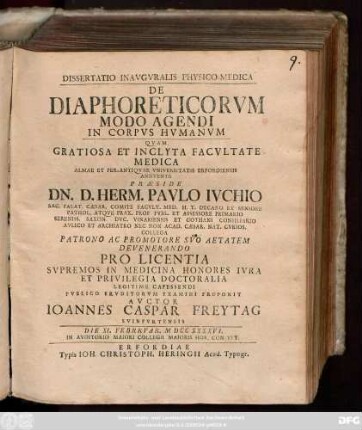 Dissertatio Inavgvralis Physico-Medica De Diaphoreticorvm Modo Agendi In Corpvs Hvmanvm : Die XI. Febrvar. M DCC XXXXVI. ...