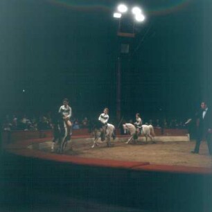 Zirkus Krone. Zirkuskinder voltigieren mit Ponys