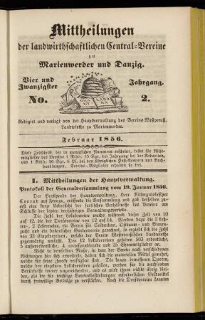 Vier und Zwanzigster Jahrgang. No. 2. Februar 1856.