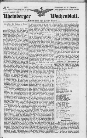 Rheinberger Wochenblatt : Kreis-Intelligenz- und Central=Blatt des Kreises Moers