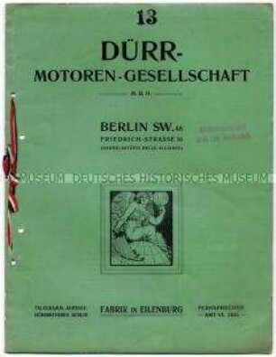 Dürr-Motor für alle gasförmigen und flüssigen Brennstoffe, Dürr-Spiritus-Lokomobile, Vergaser und Mischapparat für Explosions-Motoren