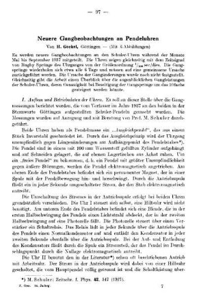 Neuere Gangbeobachtungen an Pendeluhren