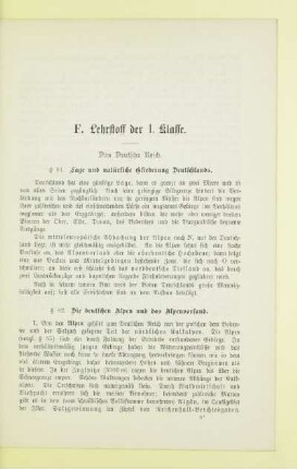 F. Lehrstoff der I. Klasse