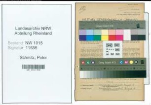 Entnazifizierung Peter Schmitz , geb. 24.12.1905 (Betriebswart)
