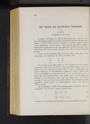 Zur Theorie der periodischen Reaktionen.