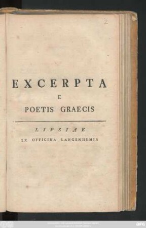 Excerpta E Poetis Graecis