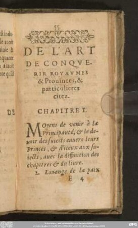 De L'Art De Conquerir Royaumes & Provinces, & particulieres citez.