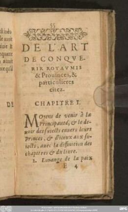De L'Art De Conquerir Royaumes & Provinces, & particulieres citez.