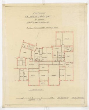 Wohn- und Geschäftshaus Kurfürstendamm 69, Berlin-Charlottenburg: Grundriss 1:100 (Nachtrag zum Bauschein Nr. 218 vom 7.5.1932)