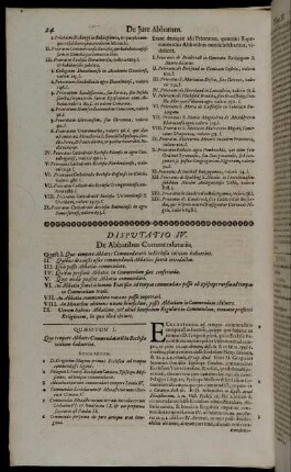 Disputatio IV. De Abbatibus Commendatariis.