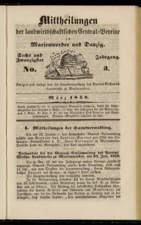 Sechs und Zwanzigster Jahrgang. No. 3. März 1858.