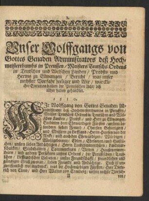 Ernewerter Bericht vom Preussischen Abfall.