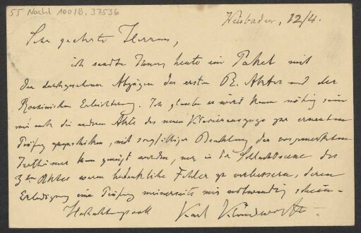 Brief an B. Schott's Söhne : 12.04.1911